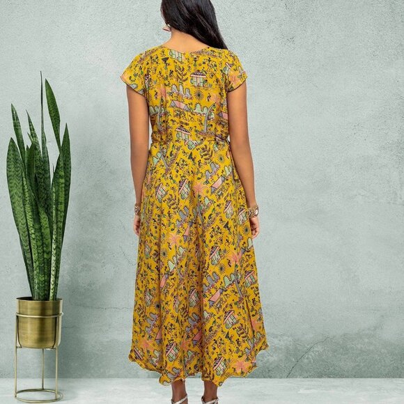 Yellow Knee-Length Dress | Tranquil Threads | Muvvas Boutique - Picture 5 of 5